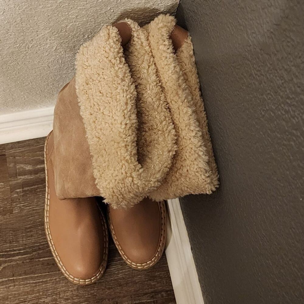 Splendid Antonia faux fur trimmed warm sand leather boots Women's size 8 new!!‎ - Picture 12 of 13